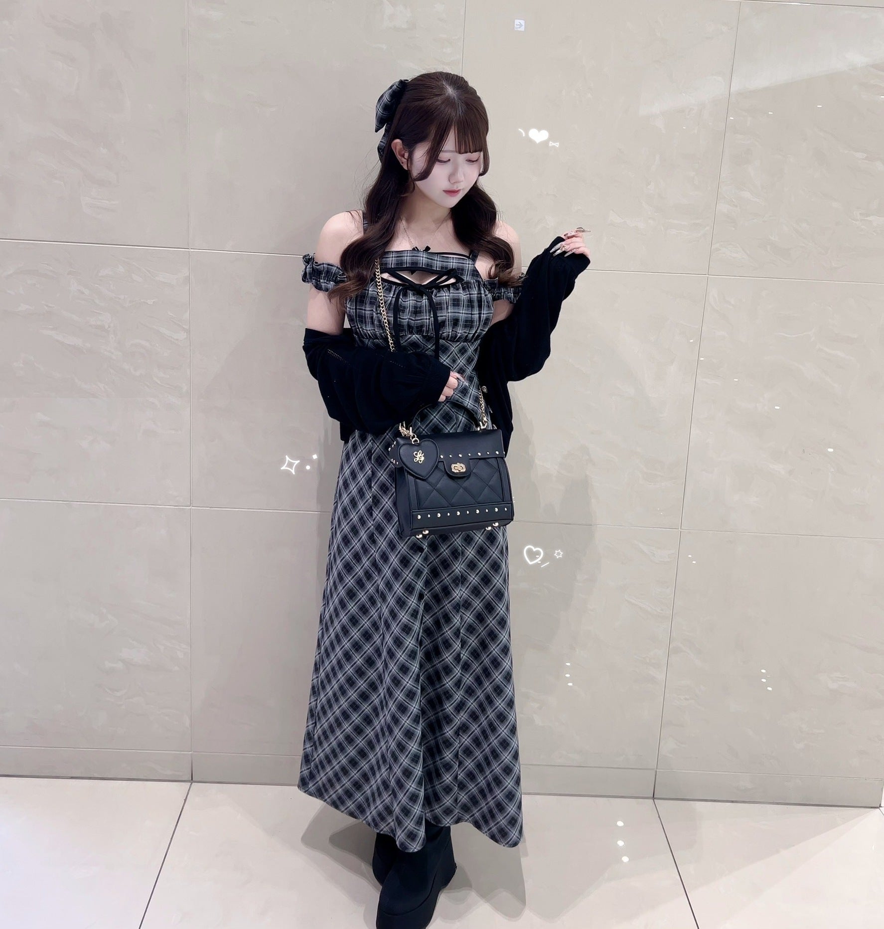 《LAFARY》チェックキャミロングワンピース