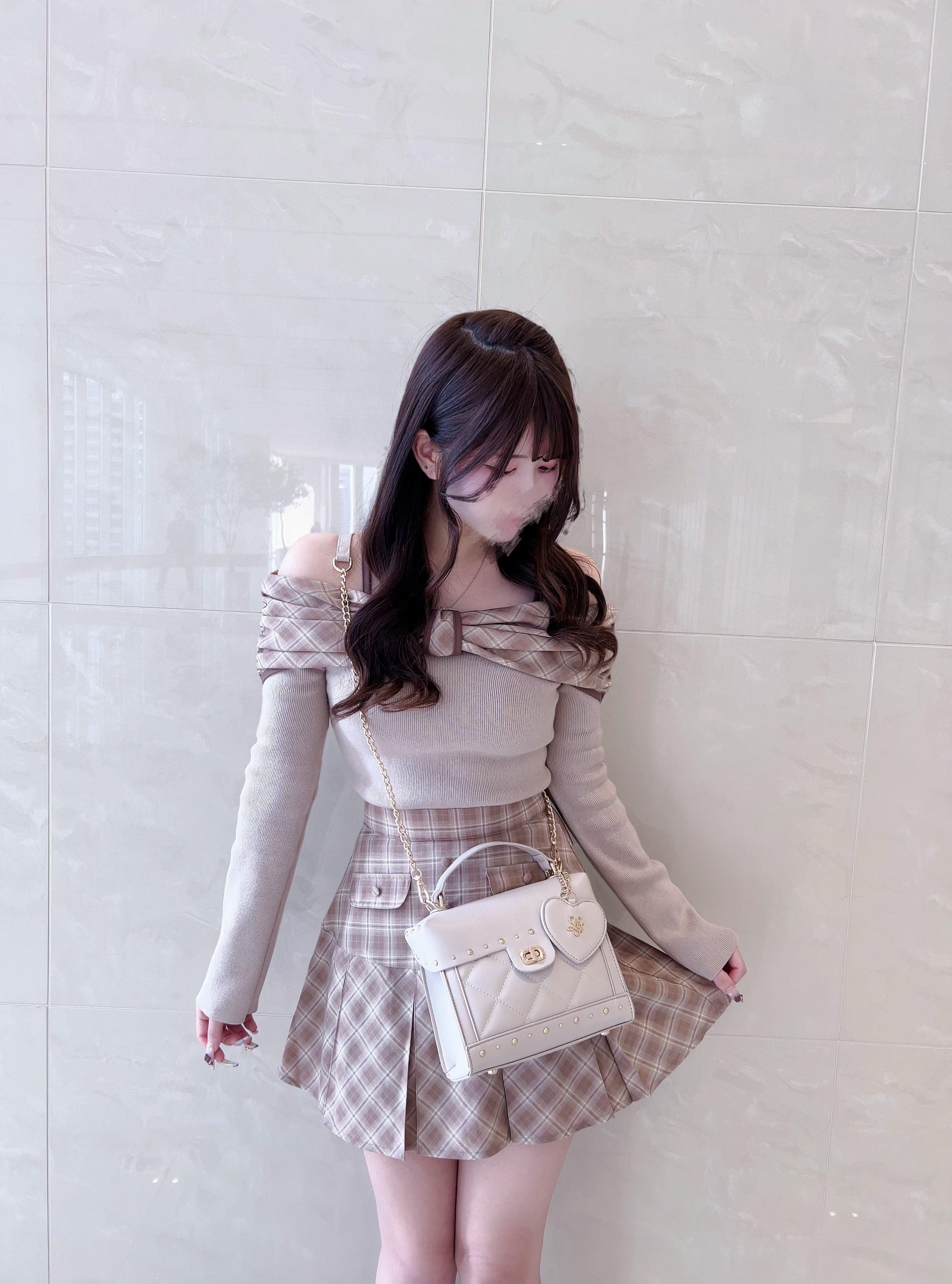 《LAFARY》フラップチェックプリーツスカート