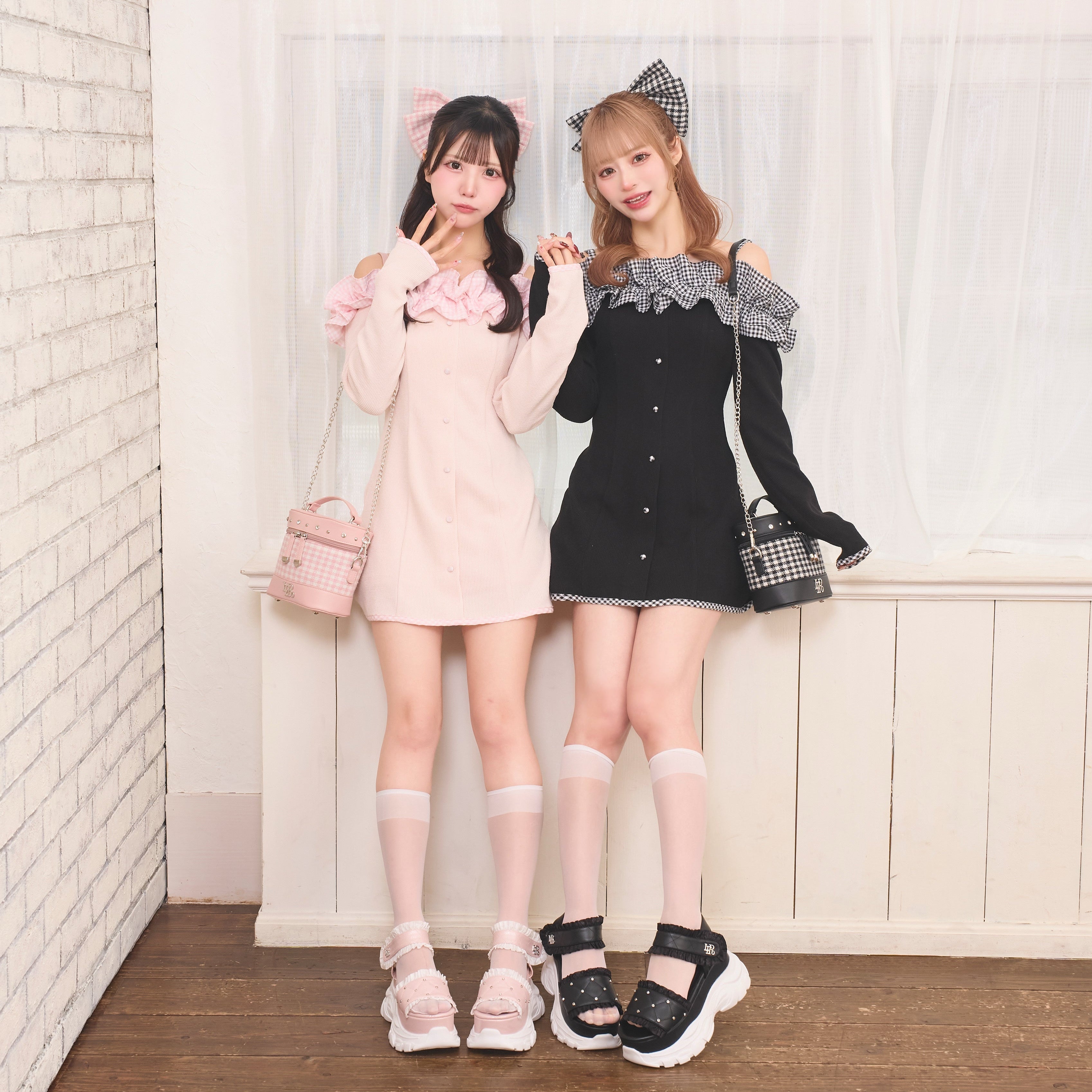 アトリエgg、ラブリーギンガムワンピ16 Bubble Gum ギンガムチェックワンピース ／ Lolime（Mサイズ・LLサイズ