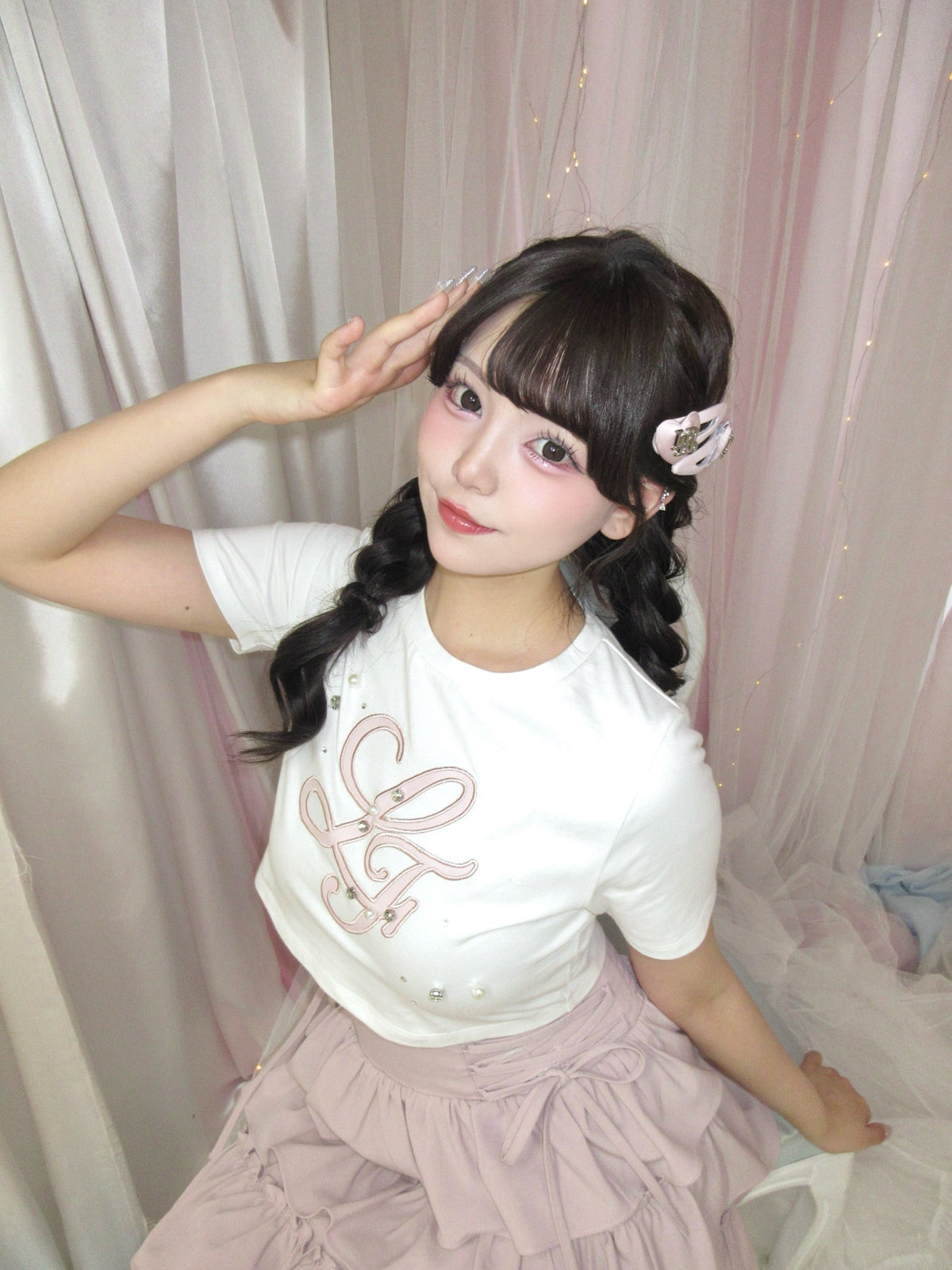 《LAFARY closet》合皮ロゴチビTシャツ