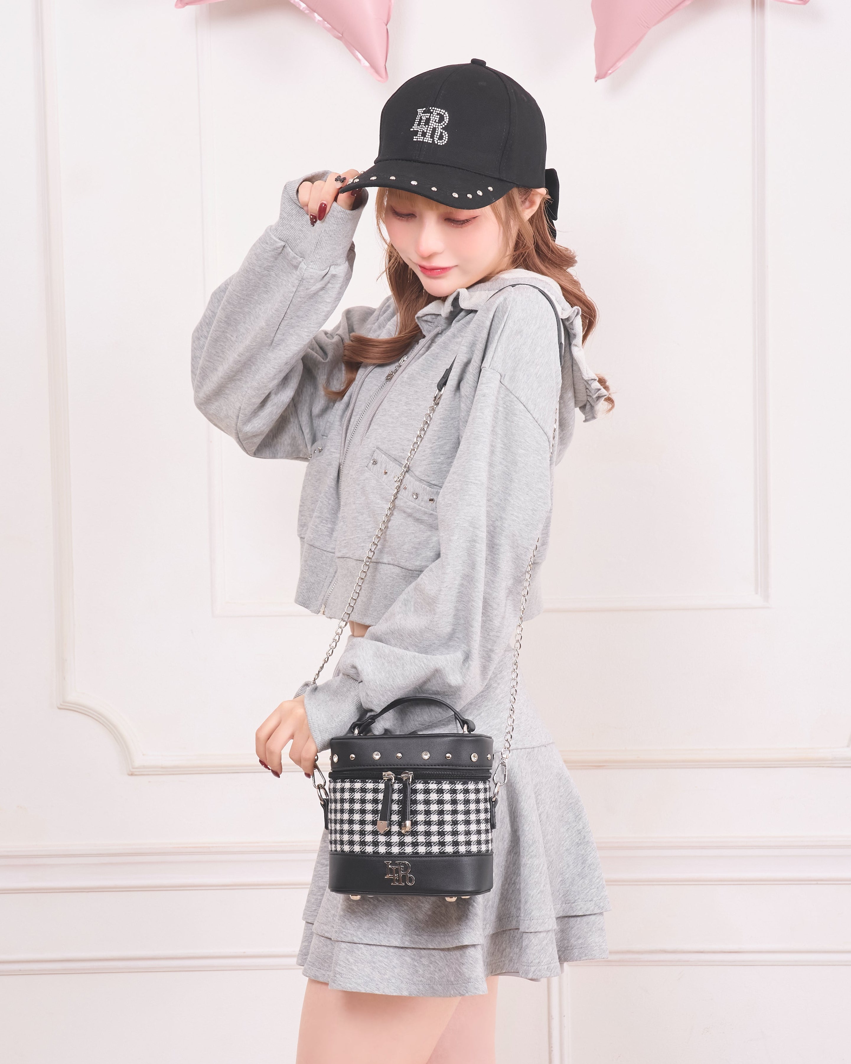 《LAFARY closet》ギンガム合皮バニティバッグ