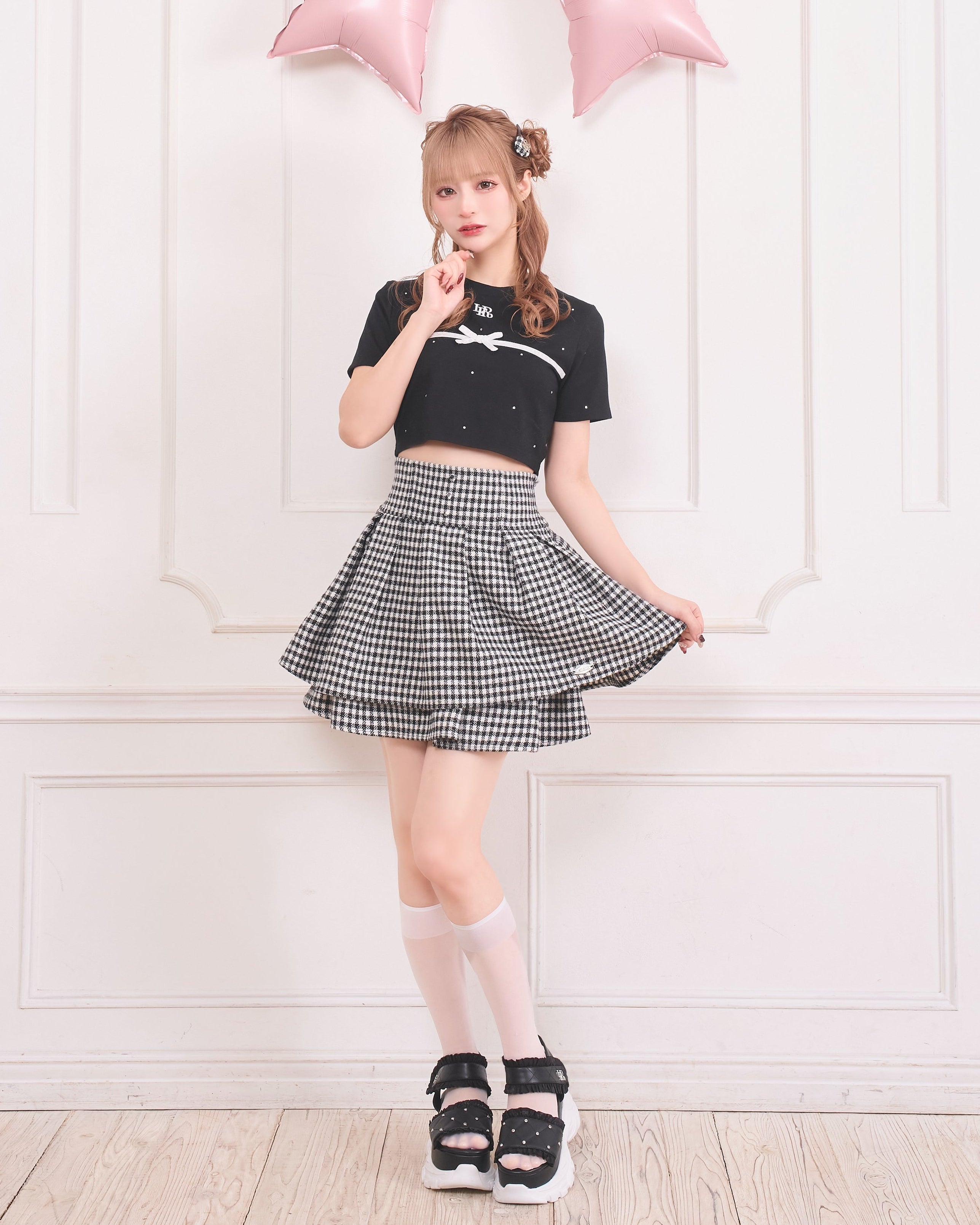 《LAFARY closet》ギンガムツイードスカパン