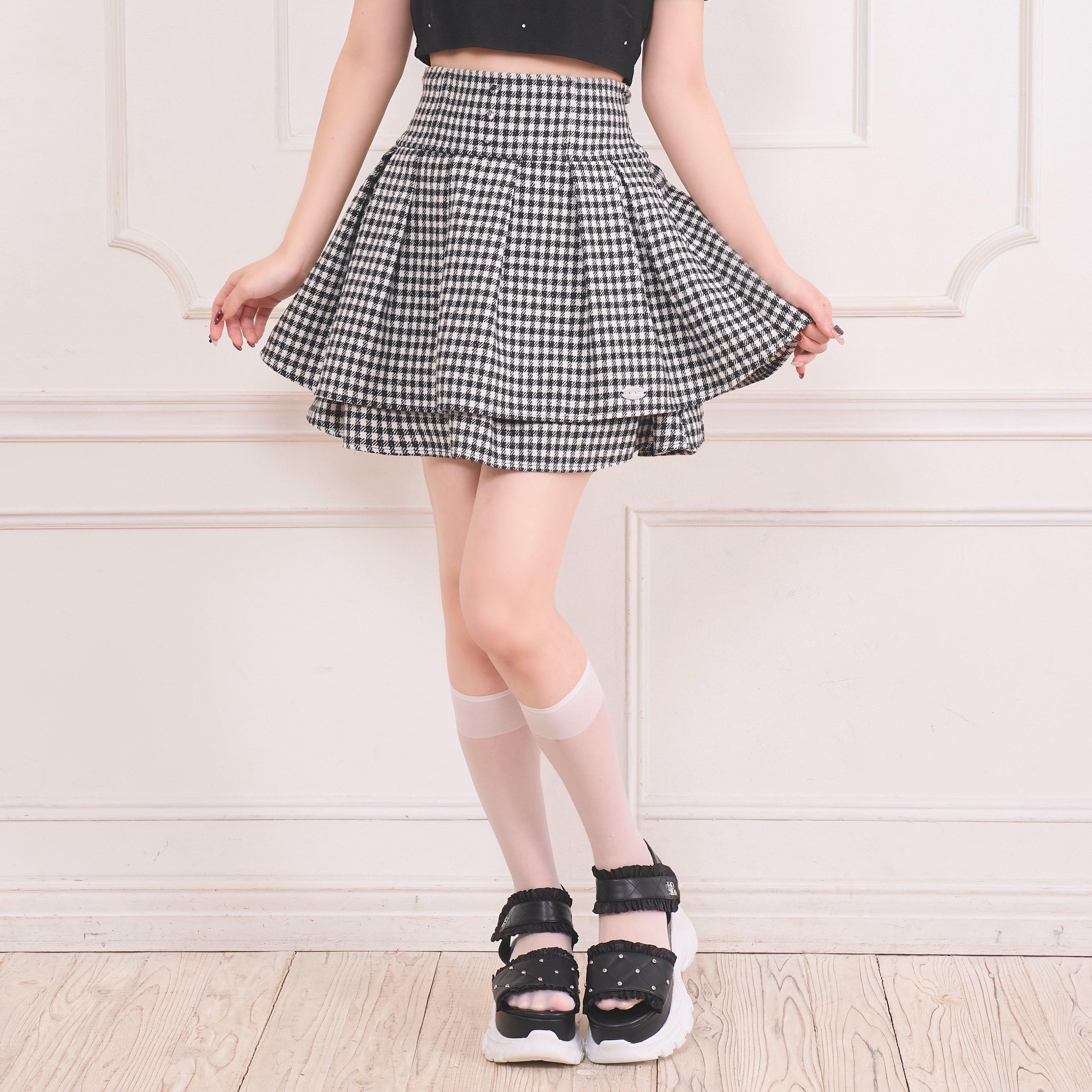 《LAFARY closet》ギンガムツイードスカパン