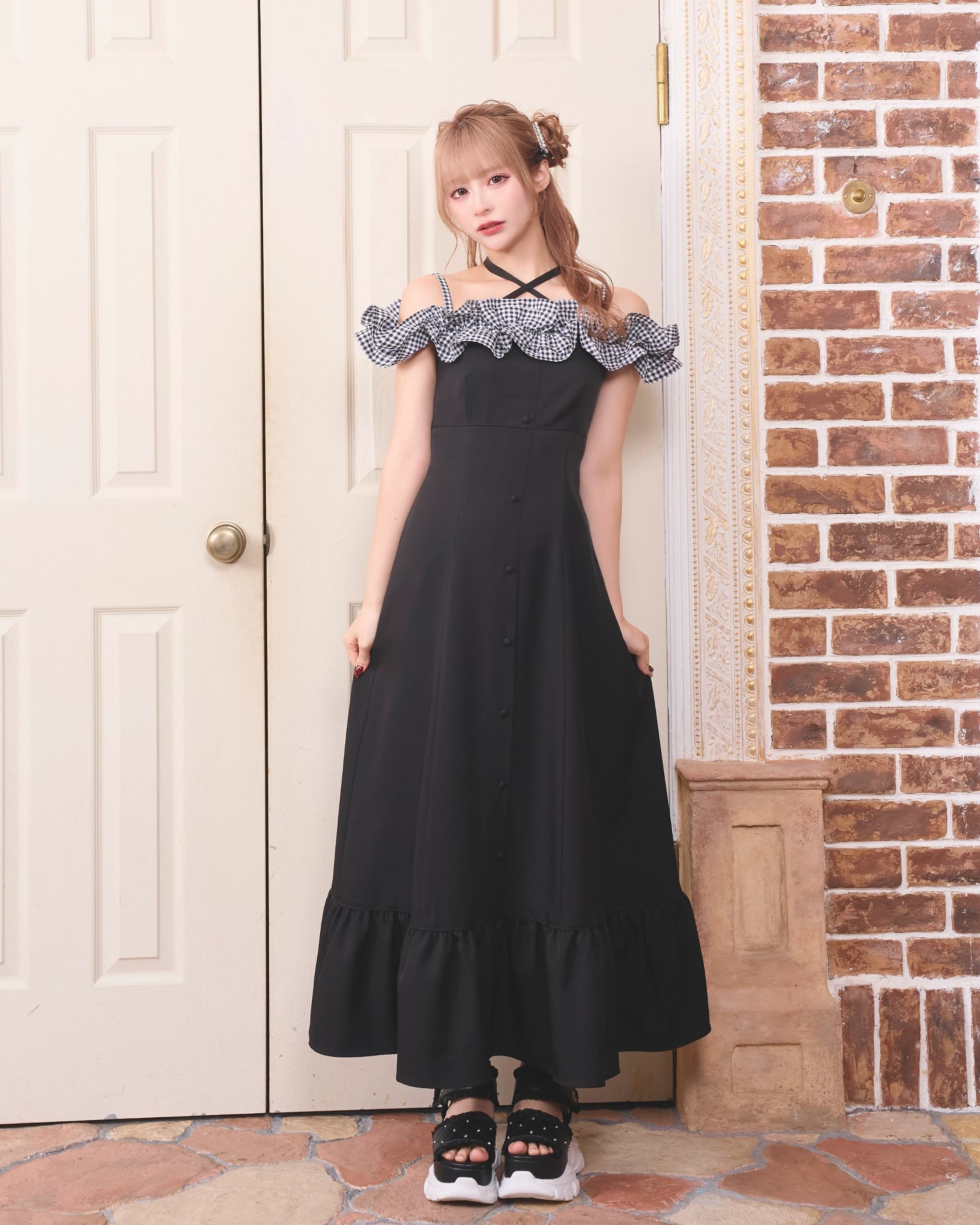 LAFARY closet》ギンガムオフショルロングワンピース- LAFARY ONLINE