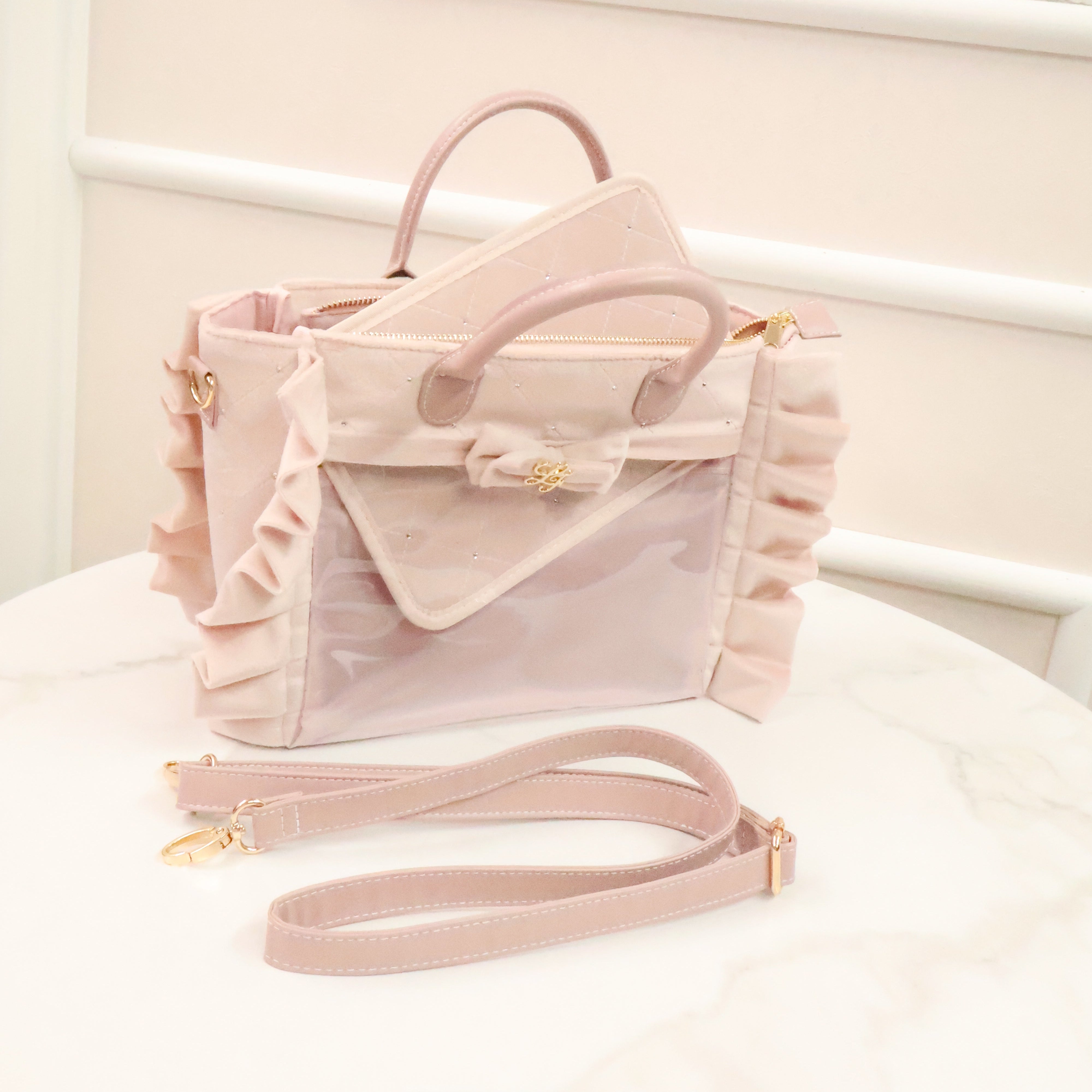 《LAFARY》ベルベットフリルバッグ