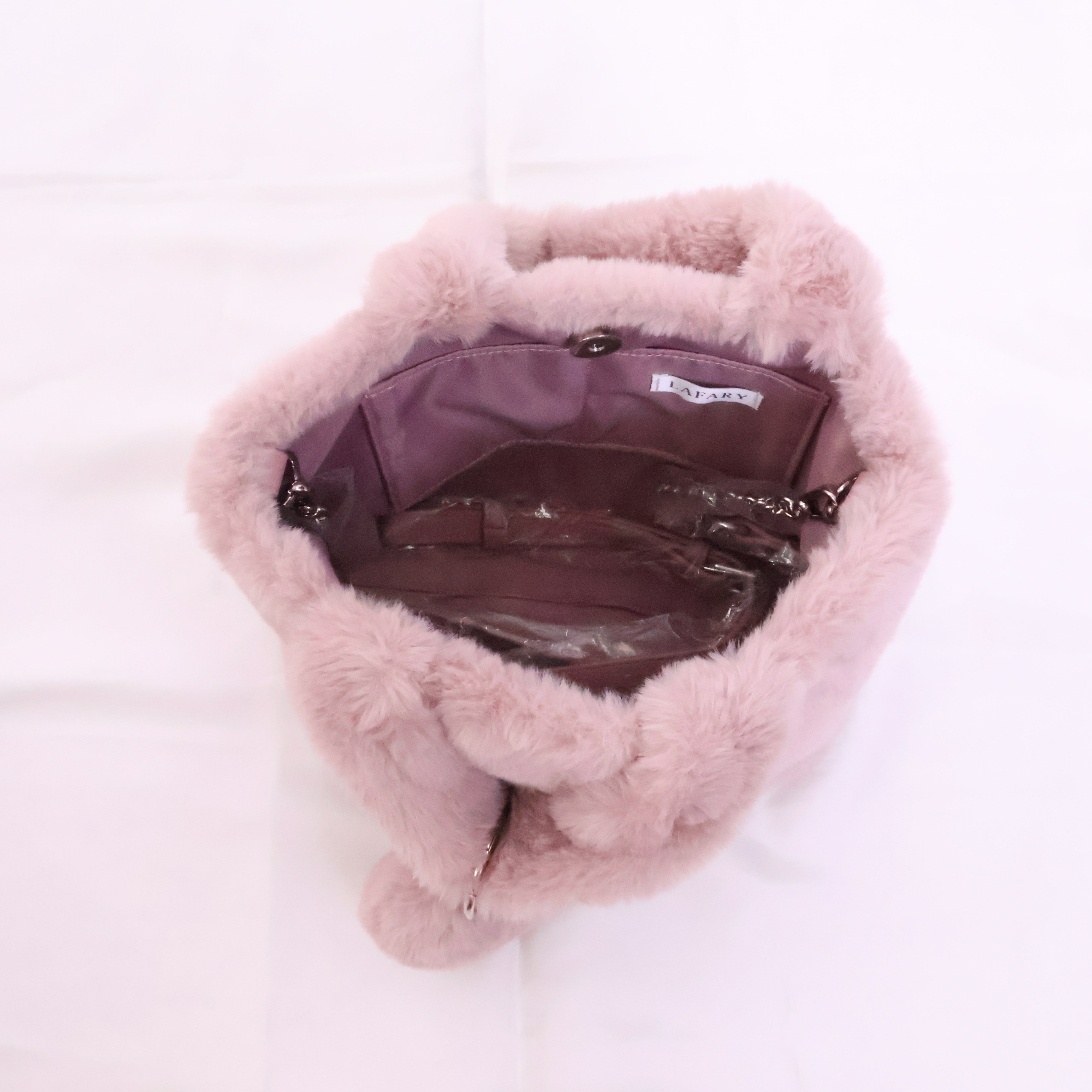 《LAFARY》ブローチ付きファーバッグ