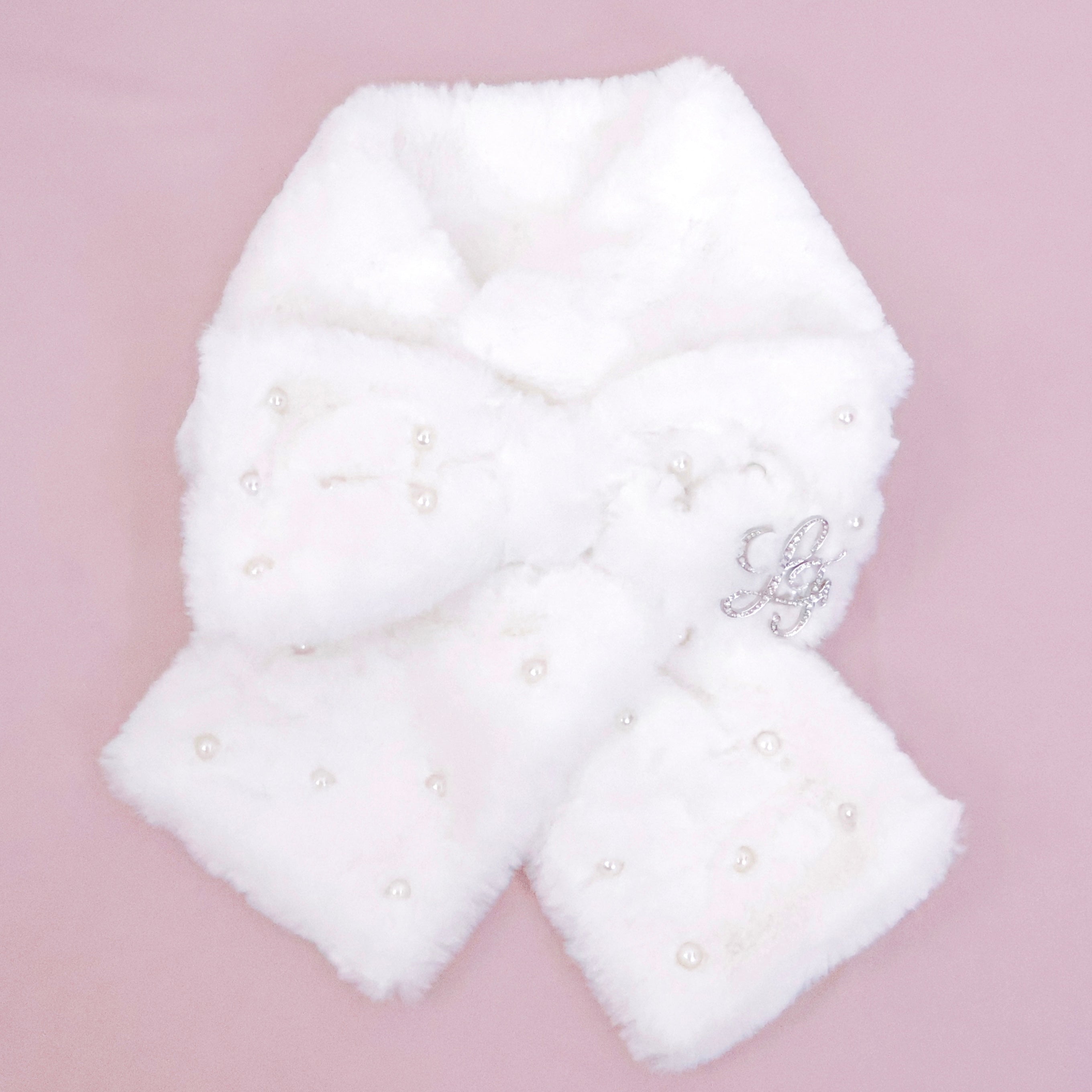 《LAFARY》ブローチ付きファーマフラー