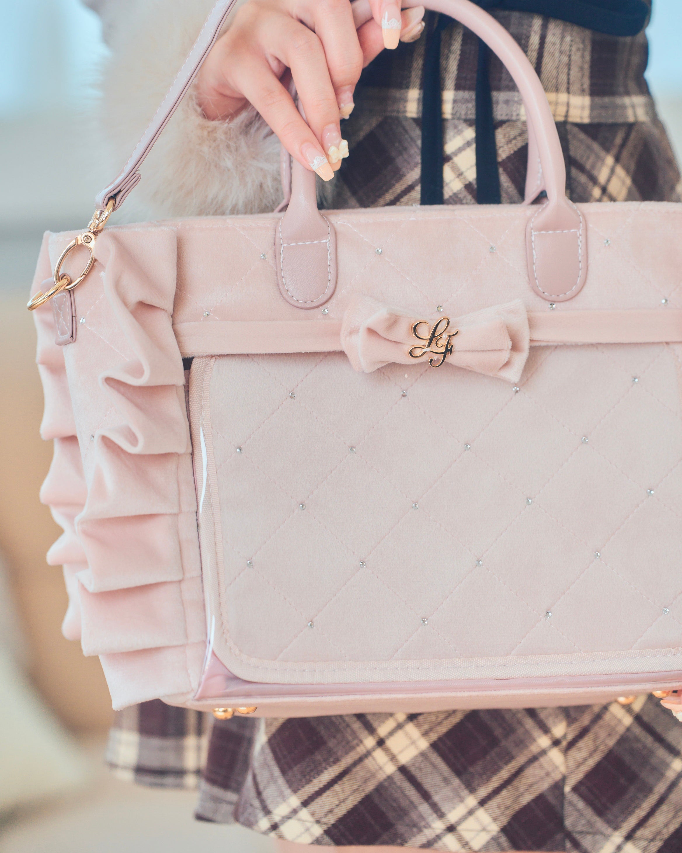 《LAFARY》ベルベットフリルバッグ