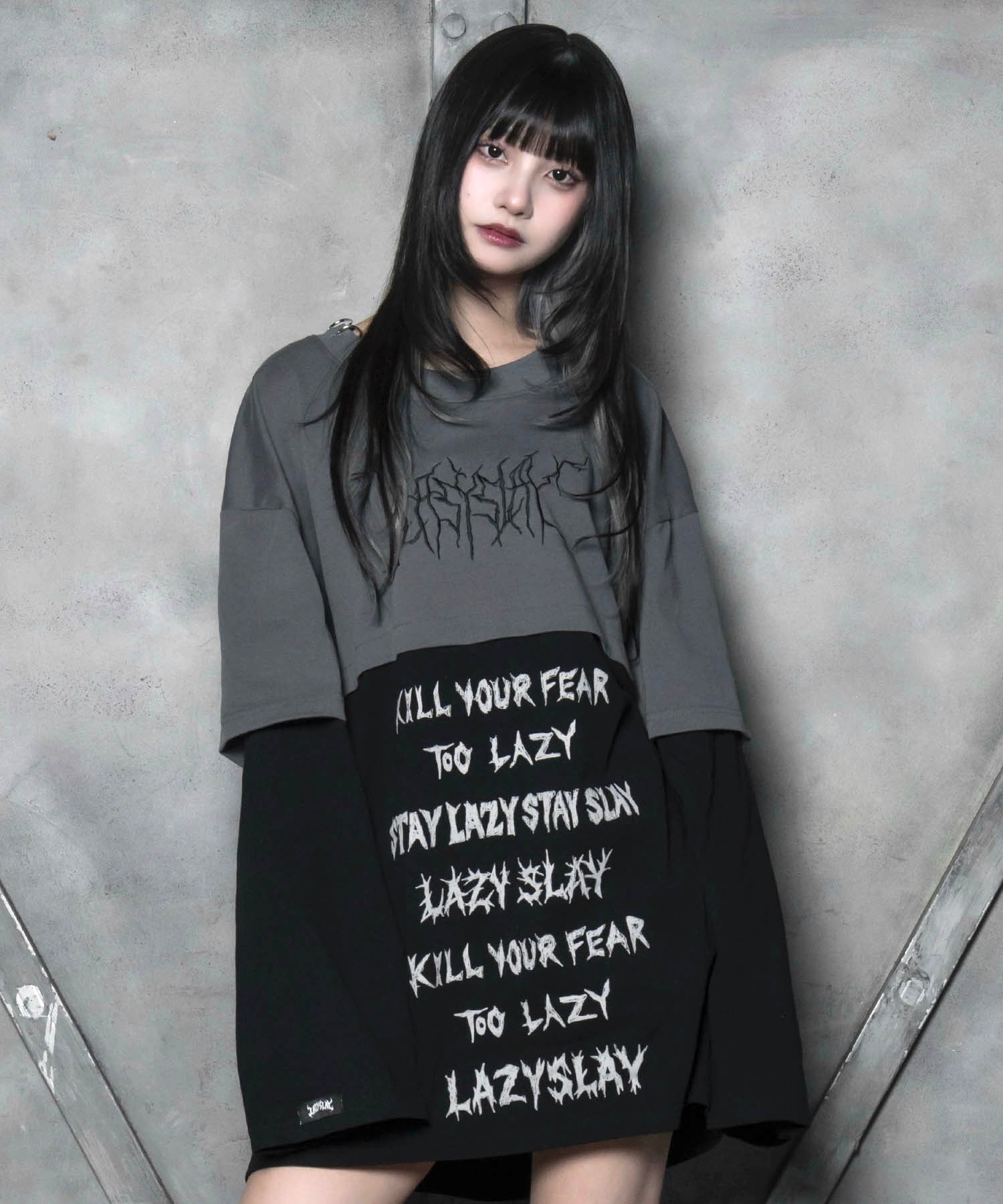 【LAZY SLAY】レイヤープリントロンT