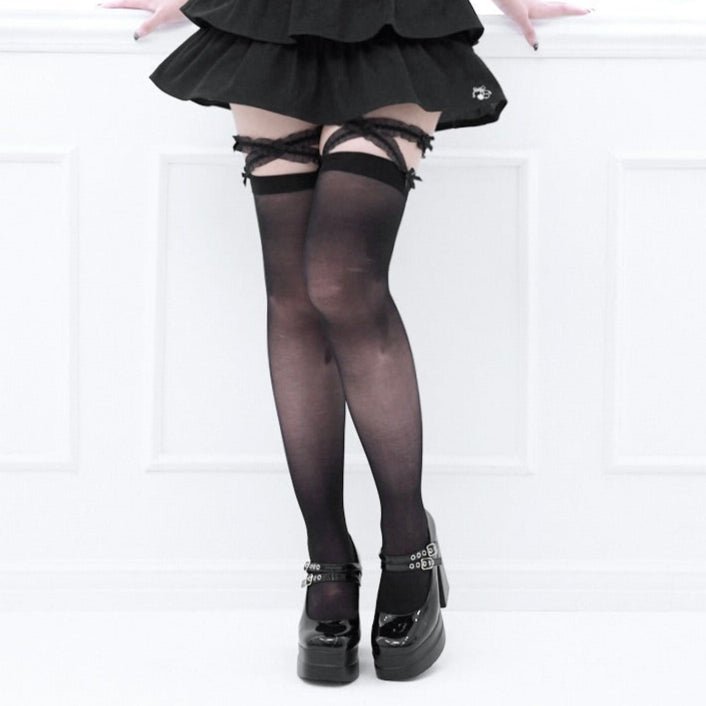 《LAFARYオリジナル》フリルクロスニーハイソックス - LAFARY ONLINE