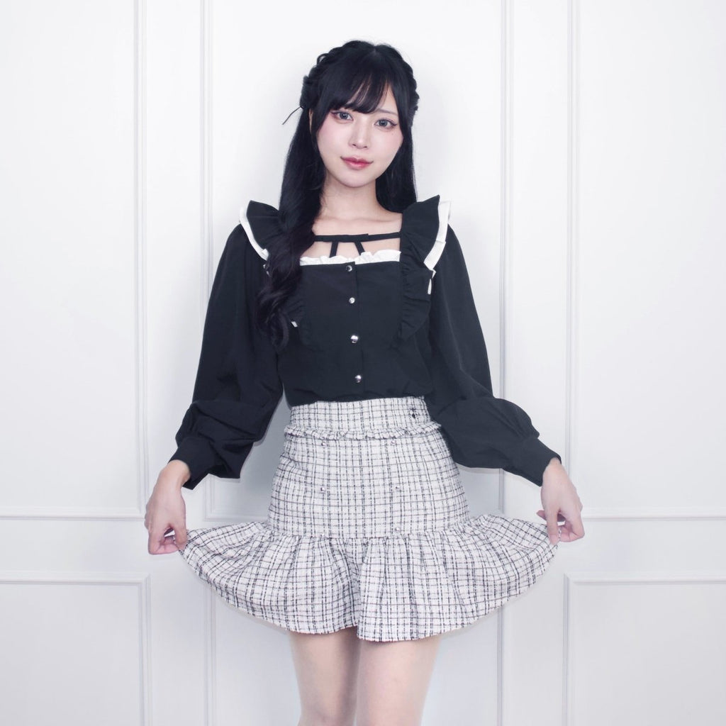 Melsick】フリルスクエアブラウス-Black- LAFARY ONLINE 