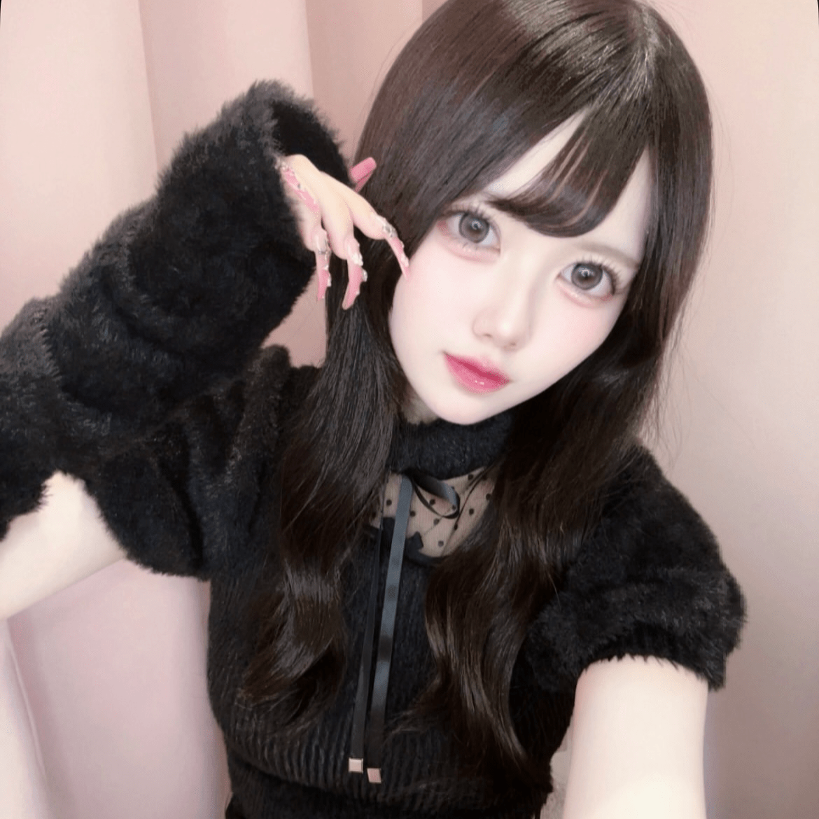 【Melsick】アームカバー付きファートップス - Black - LAFARY ONLINE