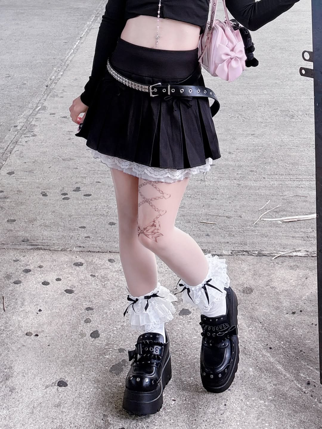 《mine》リボンスタッズ厚底シューズ