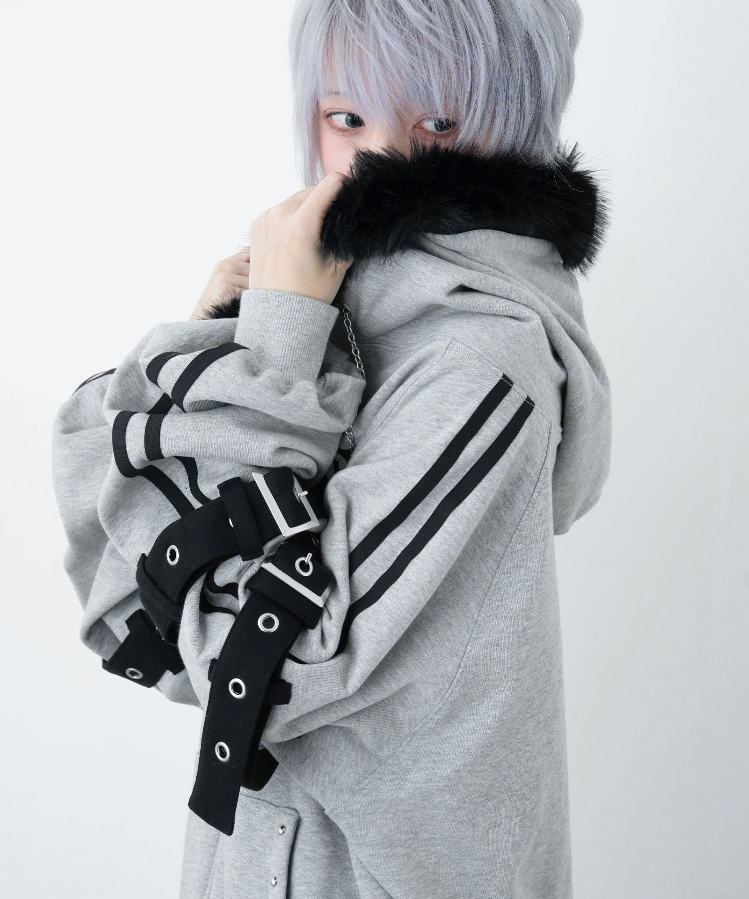 LAZY SLAY】ファーフードラインパーカー- LAFARY ONLINE