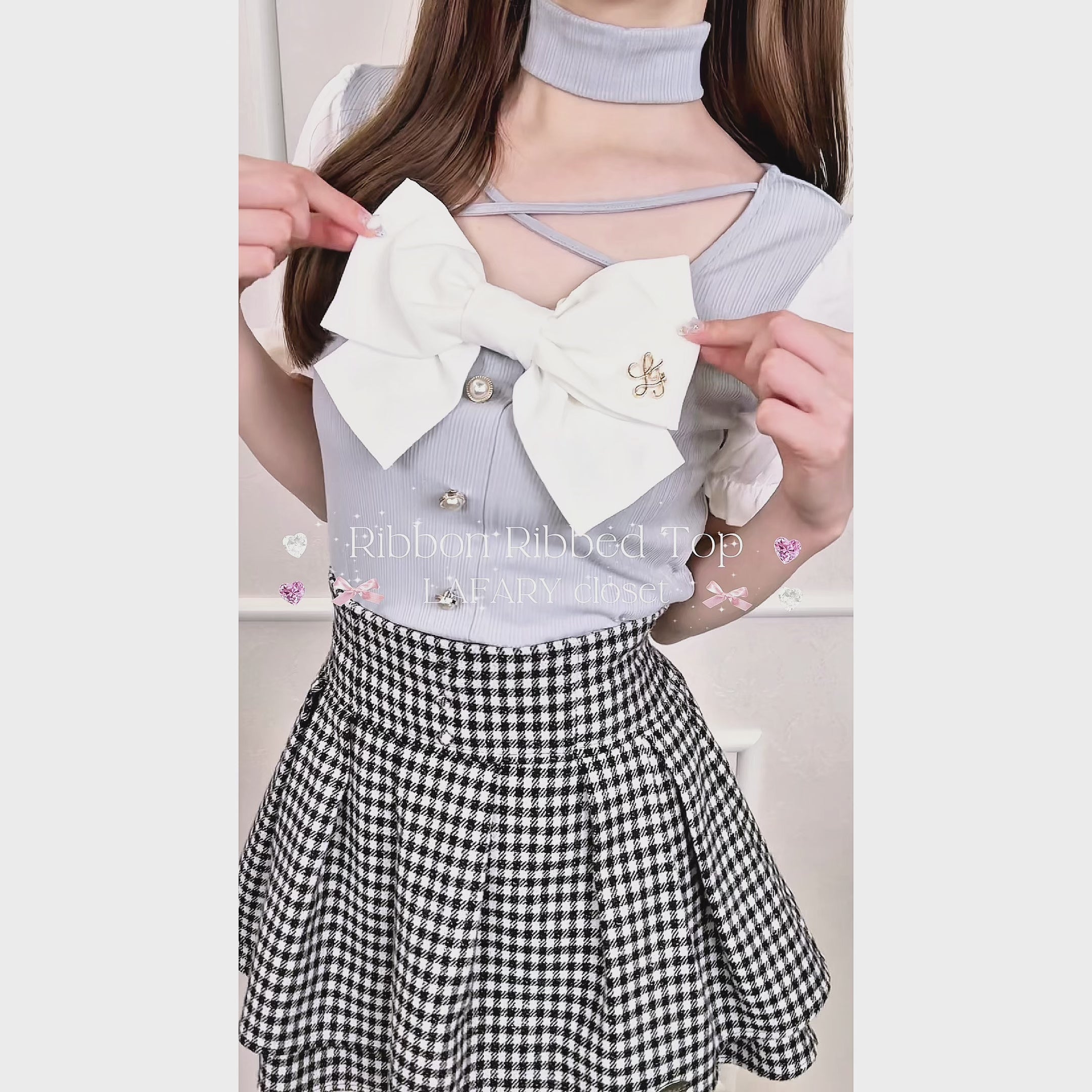 LAFARY ラファリーチェックレイヤードリブトップス LAFARY closet