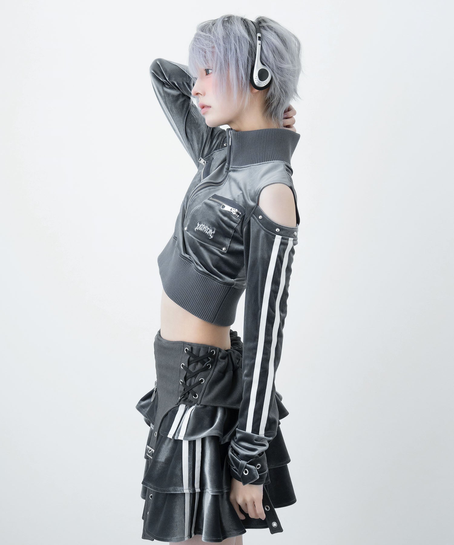 【LAZY SLAY】ベロアライントップス